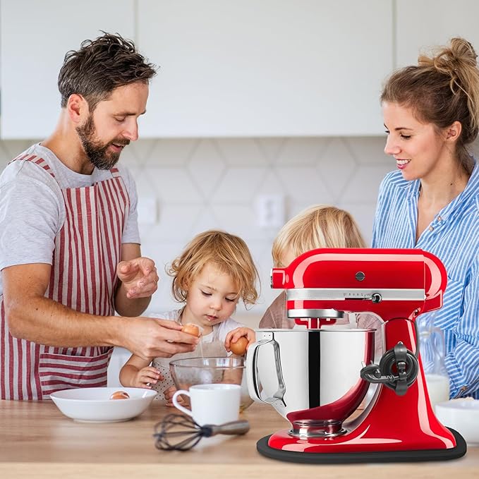 Compatible with Kitchen Aid Mixer Slider for 4.5-5 QT Stand Mixer, Kitchen Aid Sliders for Countertop, Mixer Slider Mat for Kitchen Aid Stand Mixer, W/ 2×Cord Holder, 1×Silicone Scraper (Black)
