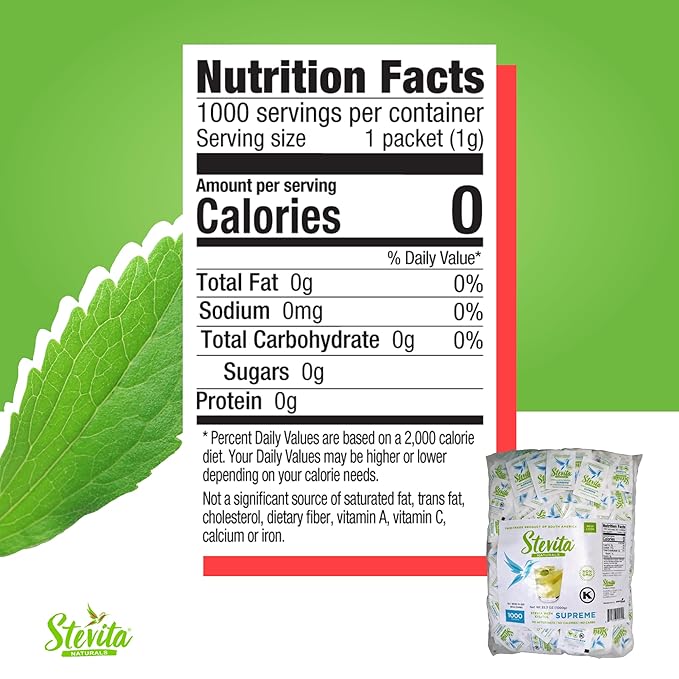 Stevita Stevia with Xylitol Supreme - 1000 Packets - All-Natural Sweetener, No Calories - Non-GMO, Vegan, Kosher, Keto, Paleo, Gluten Free, Erythritol-free - 1000 Servings