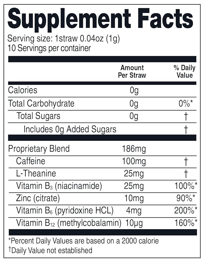 Smooth and Gentle Caffeine Energy. No Sugar. No Calories. Healthy and All Natural Electric Energy Straws – Natural Strawberry Solace – 10 straw pack