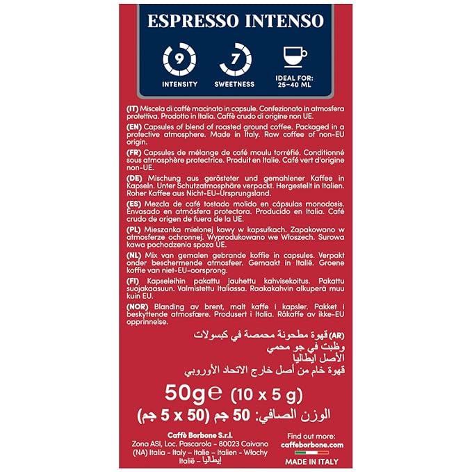 Caffè Borbone Espresso Intenso Aluminum Capsules Compatible with Nespresso Original Machines, Dark Roast, 100 Count