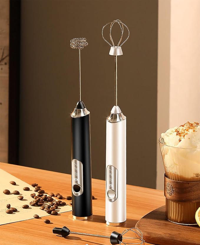 Milk Frother Handheld for Coffee,Milk Frothers,Coffee Mixer,Multi-Functional Electric Milk Foam Maker with 3 Heads 3 Speed for Lattes,Mini Hand-Held Whisk For Home Use,Milk Foam Maker (black)