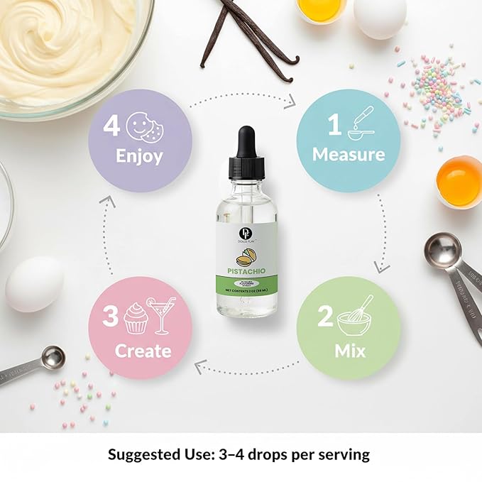 Natural Pistachio Oil Flavoring – 2 Ounce Oil-Soluble Premium Flavoring for Chocolate, Desserts & Baking | Ideal for Dubai Chocolate, Truffles, Cakes & More