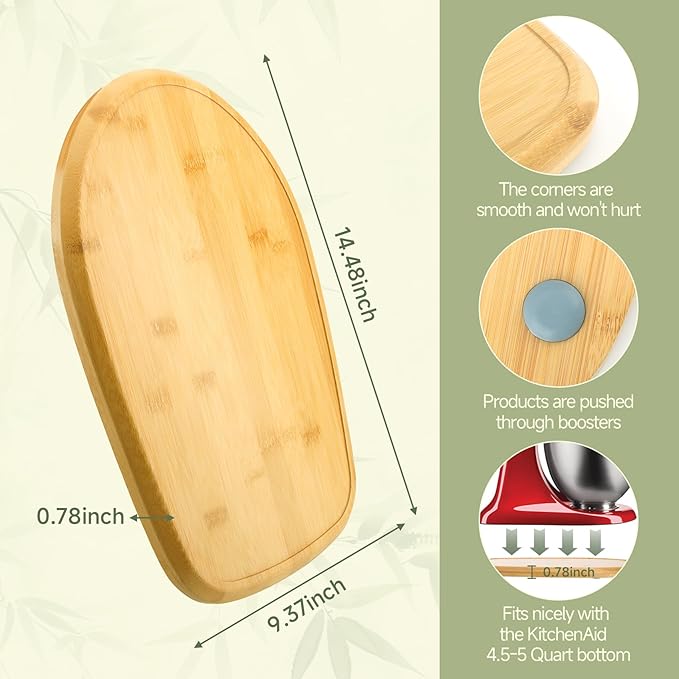 Compatible with Kitchen Aid Mixer Slider for 4.5-5 QT Stand Mixer, Bamboo Sliding Board Upgrade Thicker Sliders, Kitchen Aid Sliders for Countertop, Mixer Slider Mat for Kitchen Aid Stand Mixer Natura