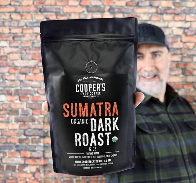 Organic Dark Roast Sumatra, Whole Bean Coffee, Single Origin Grade 1 Premium Coffee - 2lb Bag