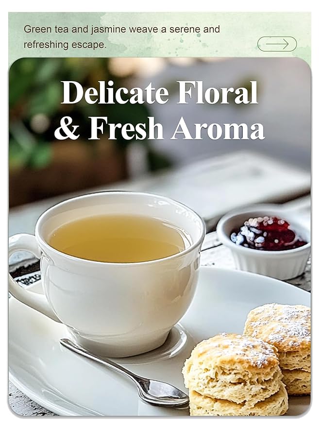 LOOMICA Organic Jasmine Green Tea Bags, Organic Green Tea with Jasmine Flowers, Refreshing & Aromatic, Floral Infusion for Relaxation, No Sugar Added, 20 Counts