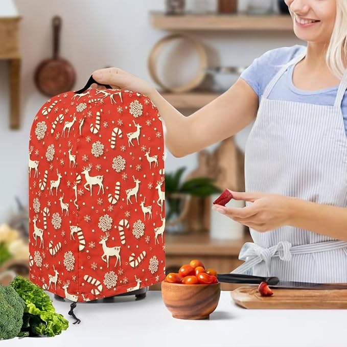 Christmas Reindeer Blender Dust Cover Pink Food Processor Cover Coffee Machine Appliance Covers for Kitchen Counter Blender Covers for Kitchen Machine