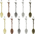 AUEAR, Retro Crystal Antique Alloy Spoon Coffee Tea Dessert Mini Ice Cream Decorative Spoons Set for Home Office (10 Pack)