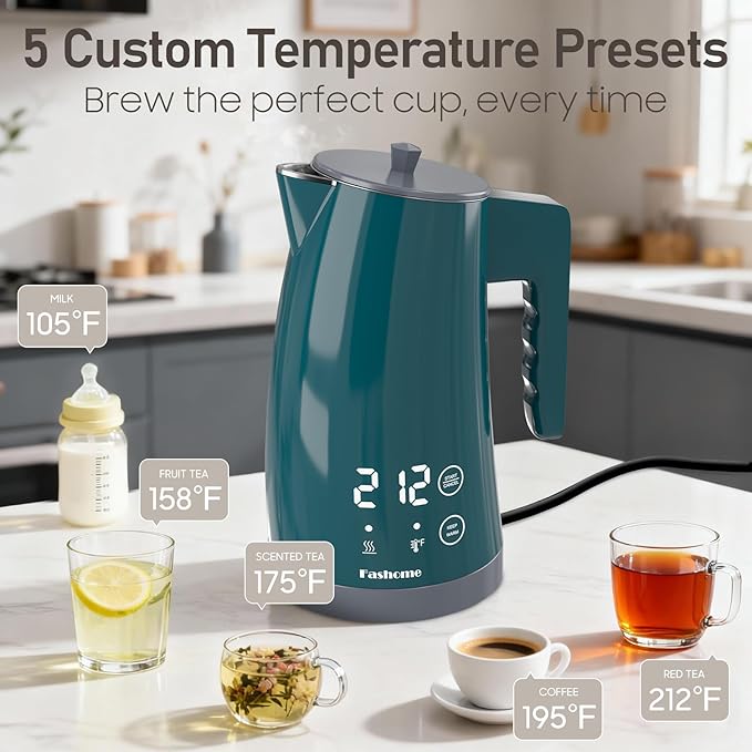 electric kettle with 5 presets temperature control (Green)