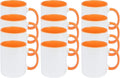 11oz White Ceramic Sublimation Coffee Mug With Solid Colors Inside and Handle, (36, Orange)