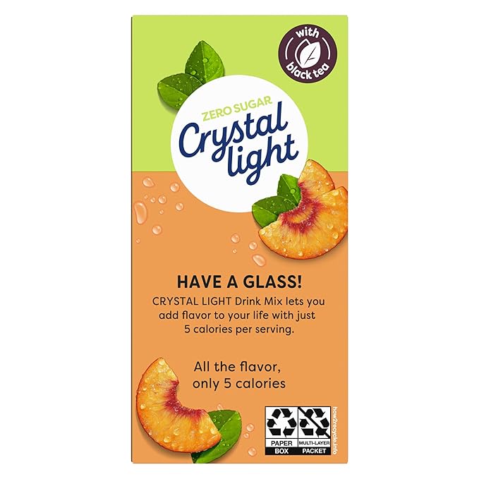 Crystal Light Peach Iced Tea Artificially Flavored Powdered Drink Mix, 10 ct. On-the-Go-Packets (Pack of 9)
