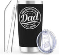 Promoted to Dad Est. 2026 Tumbler - New Dad Christmas Gifts, Gifts for First Time Father, New Father to Be, 20oz Stainless Steel Insulated Tumbler with Lid, Husband Gift from Wife, Black