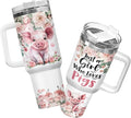 34HD Pig Tumbler with Handle & Straw, 40oz Just A Girl Who Loves Pigs Coffee Mug, Pig Lover Gifts for Birthday Christmas, Farm Animal Gifts for Women