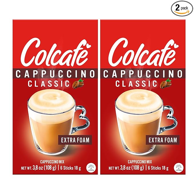 Colcafe Instant Classic Cappuccino, 6 sticks per pack, Pack of 2