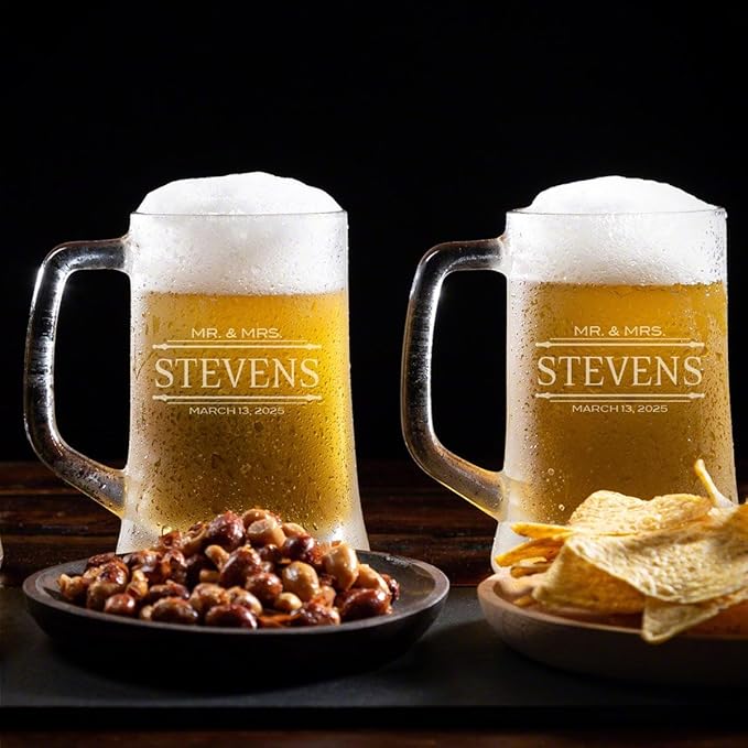 HomeWetBar Personalized Beer Mug and Bar Glassware for Craft Beer Lovers Custom Glass Beer Mug