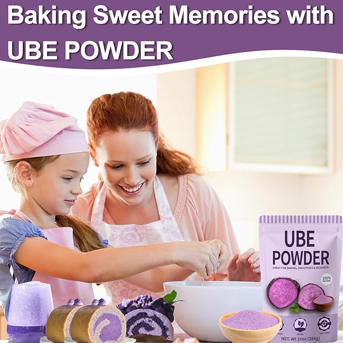 10oz Pure Natural Purple Ube Powder, Yam Powder for Baking, Purple Sweet Potato Food Coloring Powder, No Sugar, Vegan & Sourced Superfood for Smoothies, Drinks & Desserts