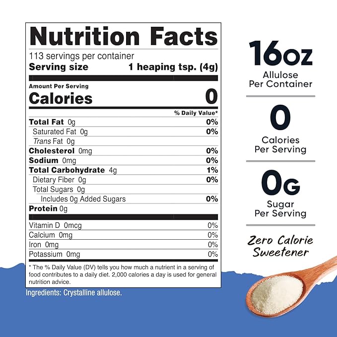 Nutricost Allulose Sweetener (1 LB) - KETO Sugar, 0 Calorie, Low Carb, Natural Sugar Alternative, Crystalline Powder