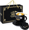 Honeydak Coffee Mug Warmer Cute Cat Mug Set Cup Warmer for Desk for Women Heated Coffee Warmer for Mom Home Office Christmas Birthday Gifts(Black)