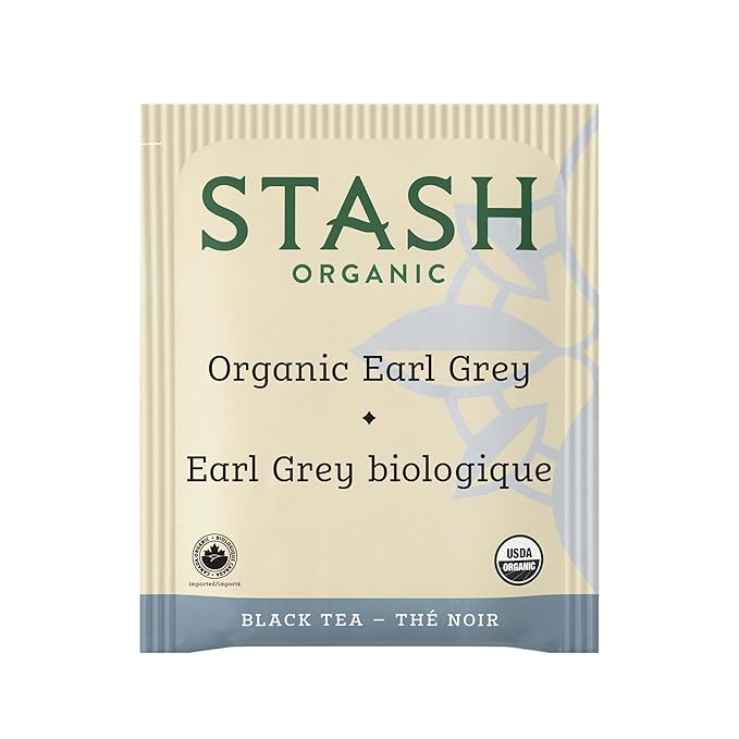 Stash Tea Organic Earl Grey Black Tea, Caffeinated, Non-GMO Project Verified, Serve Hot or Iced, 96 Tea Bags, 16 count (6 pack)