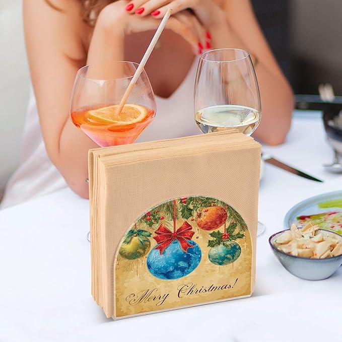 Retro Christmas Tree Napkin Holder for Table Paper Cocktail Napkin Holders for Kitchen Dinning Acrylic Dinner Napkin Dispenser for Dinner Home Decor Bar 2 Pack