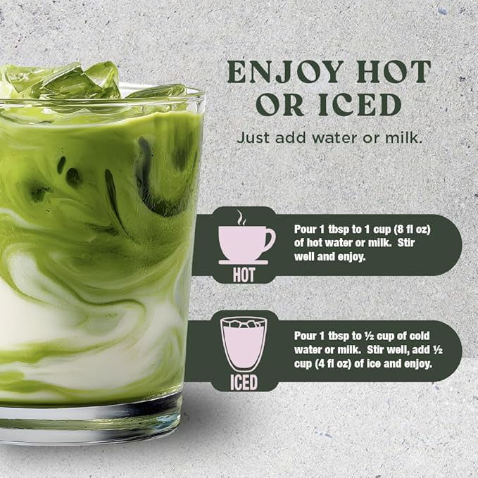 The Harmony Matcha Vanilla (10 Sticks) Premium Sweetened Japanese Matcha Powder, Rich in Antioxidants & L-Theanine, Dairy, Gluten, & Preservative Free, Serve Hot or Iced