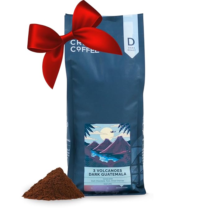 Stone Creek Coffee Dark Roast Ground Coffee – 2 LB (Pack of 1) – Smooth and Chocolatey Fresh Roasted Coffee Beans with Rich and Fruity Tasting Notes, 3 Volcanoes Dark Guatemala