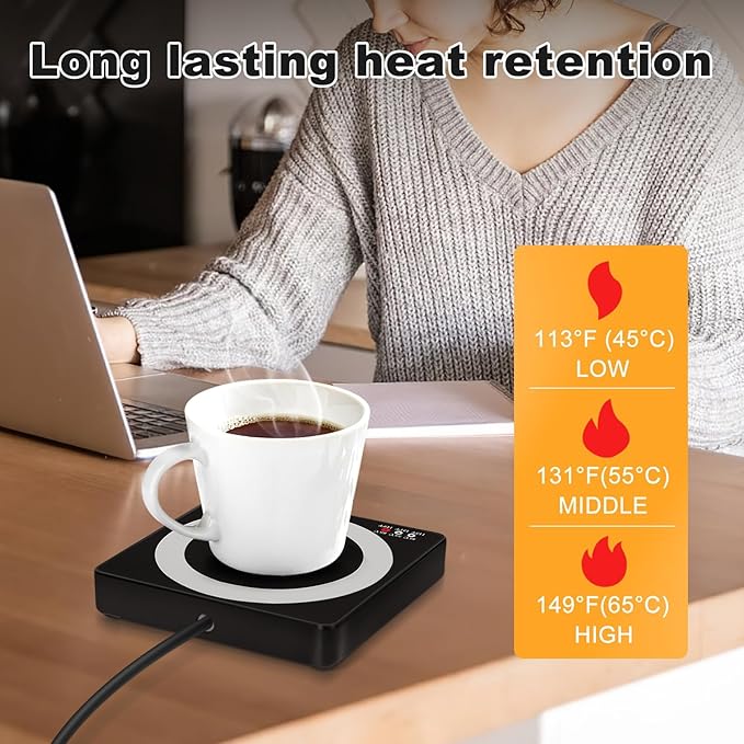 3 in 1 Coffee Mug Warmer with 15W Wireless Charger and Night Light for Home Office Desk Use with Auto Shut Off for Heating Coffee, Beverage, Milk, Tea, Hot Chocolate and Candle Wax