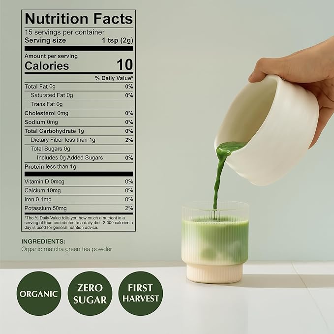 Encha Latte Grade Matcha Powder - First Harvest Organic Unsweetened Matcha Green Tea, From Uji, Japan (500g / 1lb) Premium Powder for matcha Latte, Smoothie | Caffeine, L-Theanine