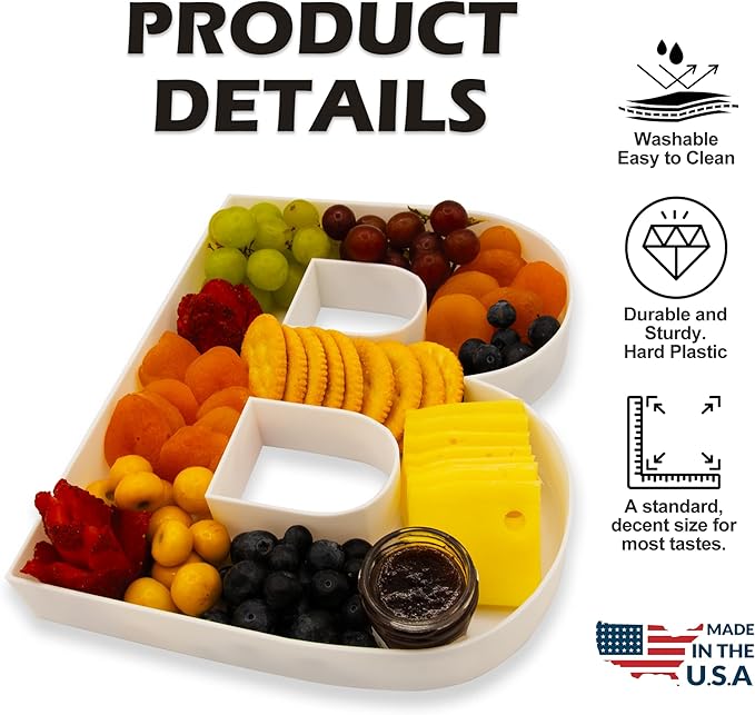10" Reusable Plastic Box Form Tray Display for Treats, Charcuterie, Cake Pop, Candy, Charcuterie Box, Custom Charcuterie Letters Fillable - Reusable Letter Box - (White Plastic, O)