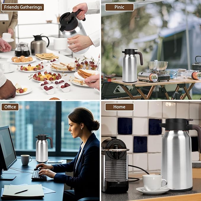 Coffee Carafes for Keeping Hot,70 oz Stainless Steel Thermal Coffee Carafe,Insulated Thermos Pitcher for Beverage Water Drink Tea Dispenser