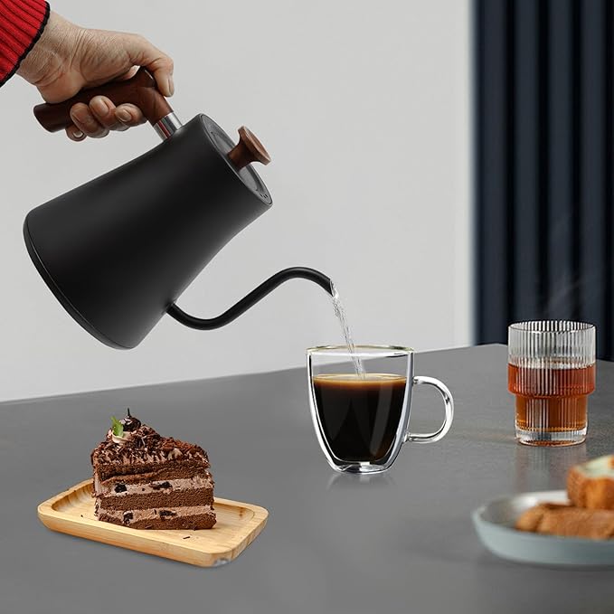 Gooseneck Electric Kettle,Electric Kettle with ±1℉ Precise Temperature Control,0.24 Gal Electric Gooseneck Kettle for Pour Over Coffee & Tea (Black)