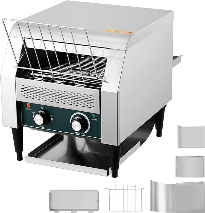 GarveeHome Commercial Conveyor Toaster, 300 Slices/H, 1800W 110v, 7 Temperature Settings, Commercial Toasters for Restaurant/Home, With Timer, for Bun Bagel Bread