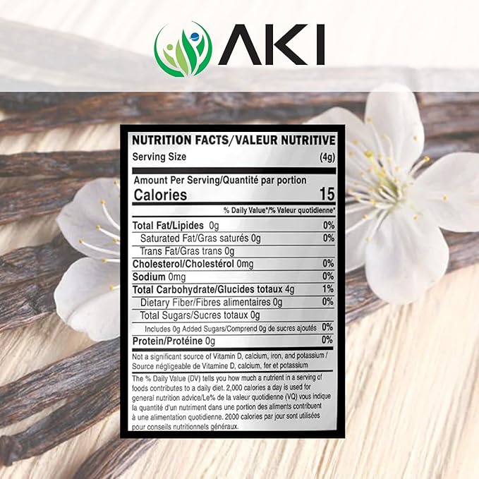 AKI Vanilla Extract Powder from Authentic Beans for Delicious Flavoring, Cooking, Baking, Drinks, Tea, Coffee, Smoothies, Cocktails - Sugar-Free & Alcohol-Free (454g/1lb)