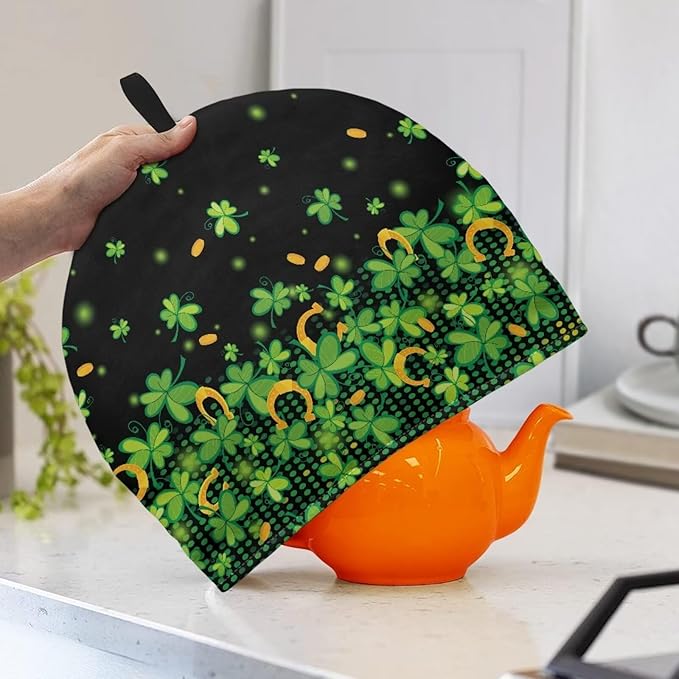 St. Patrick's Day Tea Cozy for Teapot Insulated Green Lucky Tea Cosy for Teapot Home Decor Tea Pot Cozy for Keeping Warm