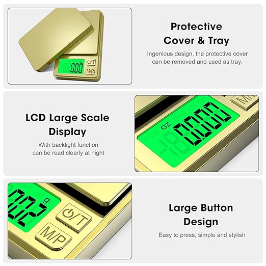 Mik-Nana Digital Pocket Scale, 500g x 0.01g High Precision Gram Scale, Portable ewelry Scale with Protective Cover, Backlit LCD, 7 Units Tare, for Food, Kitchen, Coffee, Battery Included