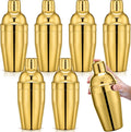 Nitial 6 Pcs Bar Cocktail Shaker Professional Stainless Steel Martini Drink Mixer Built-in Strainer for Bartending No Leaks Shaker for Bar Party Drink Mixer(Gold,11.8 oz)