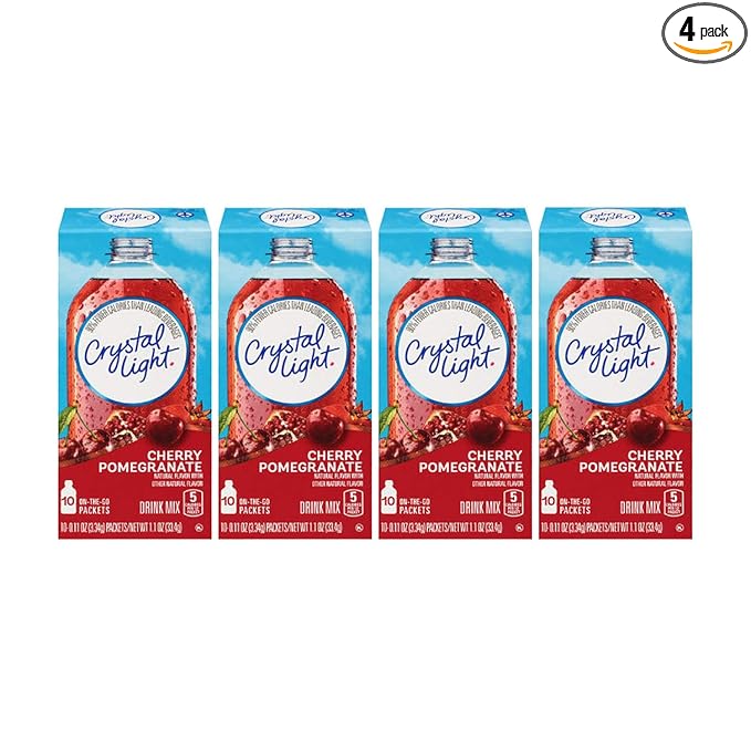 Crystal Light Natural Cherry Pomegranate, 10-Count Boxes (Pack of 4)
