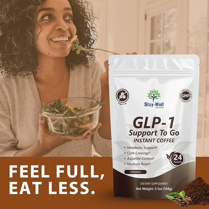 Slim Coffee GLP-1 Supplement | GLP 1 Booster to Control Appetite and Cravings | Great Tasting Metabolic Support - Coffee Bean Extract, Green Tea, Yerba Mate (Regular)