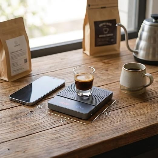 Sensitive Coffee Scale with Timer – High Accuracy Small Espresso Scale for Barista Tools, Pour Over, and Drip Coffee – Precision Espresso Scale with Timer
