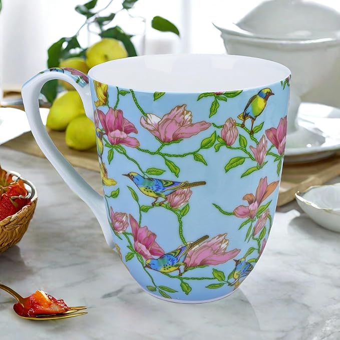 13oz Bone China Floral Mug Bone China Coffee Mugs Bone Teacup Christmas Mugs Birthday Gifts for Women Mom Friends Coworker