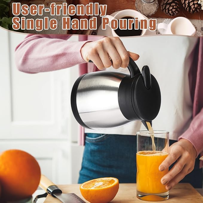 Uiifan 2 Pcs 17 Oz Thermal Coffee Carafe Stainless Steel Insulated Vacuum Coffee Carafes Double Walled Vacuum Thermal Pot Flask with Brushes for Keeping Cold Hot Tea Water Milk Home Office (Silver)