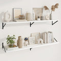 Axeman Deep Floating Shelves for Wall - 55 Inch Wide x 10 Inch Deep White Floating Shelves Set of 2 - Wide Wall Shelves for Living Room Bathroom Bedroom