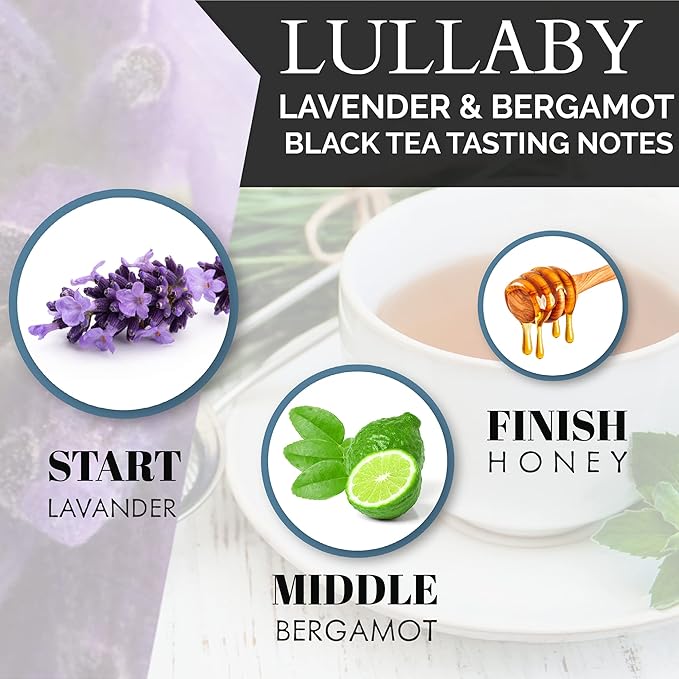 Organic Lavender Earl Grey Bergamot Black Tea | 100% Real ingredients,15 Sachet Tea Bags (15 Count) |By T SECRETEA, Lullaby