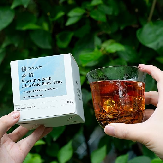 iTeawolrd Rich Cold Brew Tea - Iced Tea Sampler, 7 flavors Classic Rich Loose Leaf Teas, Jasmine Black Tea, Dancong,Makes Cold Brew Iced Drink or Hot, with 14 Tea Bags (14 packs, 2.47 oz)