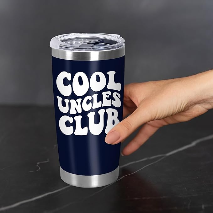 Christmas Funny Uncle Gifts from Niece Nephew - Cool Uncles Club 20 oz Stainless Steel Insulated Coffee Tumbler with Lid - Father's Day Birthday Christmas Funny Gifts for Uncle Men Brother