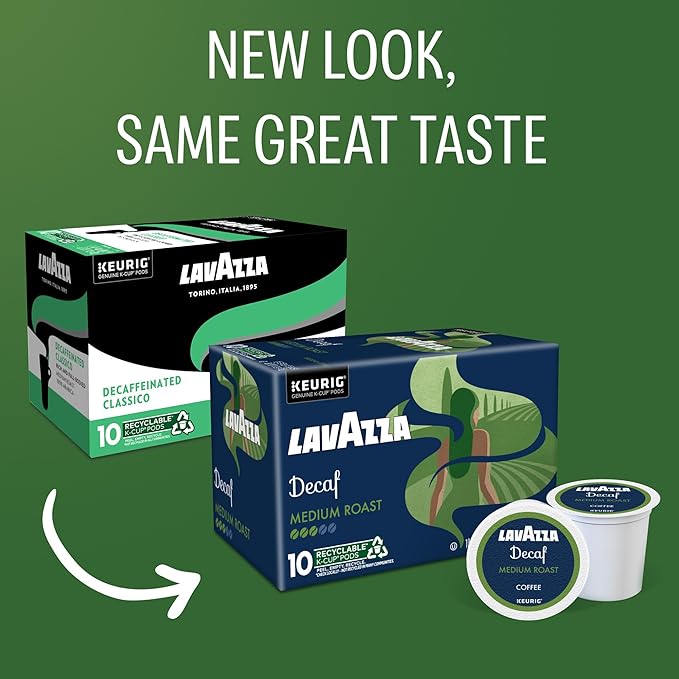 Lavazza Decaf, Single-Serve Keurig K-Cup Pods, Medium Roast Coffee, 60-Count Box (6 Packs of 10)