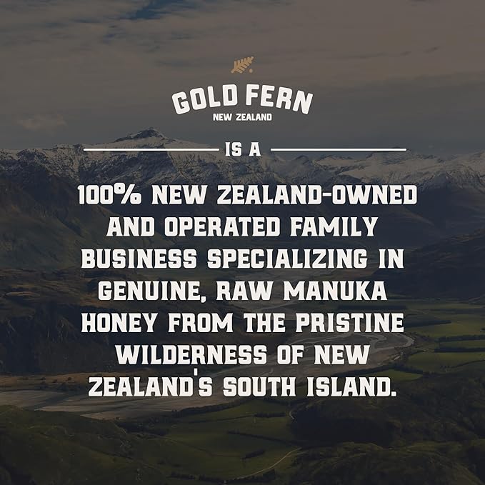 Gold Fern Honey - Raw New Zealand Manuka Honey | 8.8oz MGO 100+ | Pure, Natural, Unpasteurized, and Unfiltered Superfood Honey, Traceable from Hive to Hand.