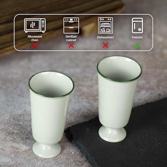KAMMAK Ceramic Tea Cups Small, Cute Vintage Coffee Cup Set of 2, Porcelain Teacups Espresso Mug, 1.1oz Hand Painted Chinese Afternoon Tea Party Mugs, Birthday Gift for Women Men, Secret Green