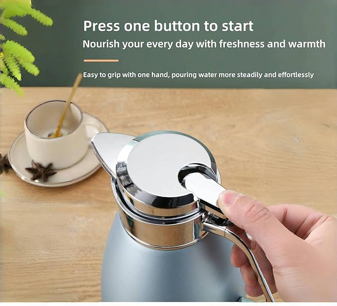 304 Stainless Steel Double-layer Inner Kettle 64oz Large Capacity Suitable for Storing Hot Water, Tea, Coffee, Ice Cubes, etc. Frosted Body Anti-dirty, Water Stains, etc. (Light Blue)