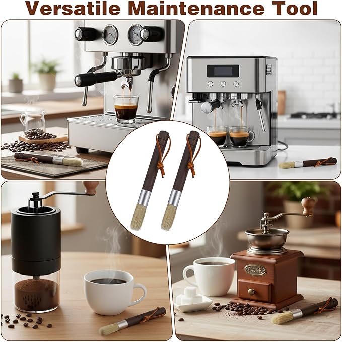 2pcs Coffee Grinder Cleaning Brush, Espresso Machine Brush, Coffee Brush Grinder Cleaners, Espresso Brushes for Group Heads, Shower Screen, Portafilter, Scoop, Tamper