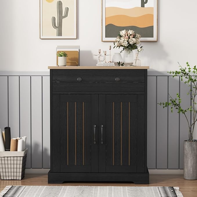 Kitchen Storage Cabinet, Modern Buffet Cabinet with Storage, Coffee Bar with 2 Drawers and 2 Doors, Floor Sideboard Buffet for Living Room, Dining Room, Bathroom